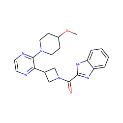 COC1CCN(c2nccnc2C2CN(C(=O)c3nc4ccccc4[nH]3)C2)CC1 ZINC000145097617