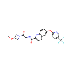 COC1CN(C(=O)CNC(=O)c2ccc3cc(Oc4ccc(C(F)(F)F)cn4)ccc3n2)C1 ZINC001772582474