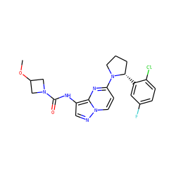 COC1CN(C(=O)Nc2cnn3ccc(N4CCC[C@@H]4c4cc(F)ccc4Cl)nc23)C1 ZINC000118401192
