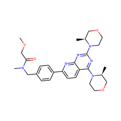 COCC(=O)N(C)Cc1ccc(-c2ccc3c(N4CCOC[C@@H]4C)nc(N4CCOC[C@@H]4C)nc3n2)cc1 ZINC000143252724