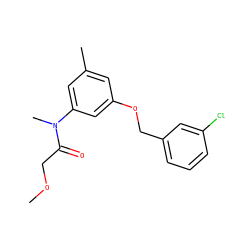 COCC(=O)N(C)c1cc(C)cc(OCc2cccc(Cl)c2)c1 ZINC000036352026