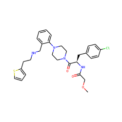 COCC(=O)N[C@H](Cc1ccc(Cl)cc1)C(=O)N1CCN(c2ccccc2CNCCc2cccs2)CC1 ZINC000028393624