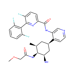 COCC(=O)N[C@H]1[C@@H](C)C[C@@H](c2ccncc2NC(=O)c2ccc(F)c(-c3c(F)cccc3F)n2)C[C@H]1N ZINC000149157438