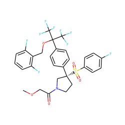 COCC(=O)N1CC[C@@](c2ccc(C(OCc3c(F)cccc3F)(C(F)(F)F)C(F)(F)F)cc2)(S(=O)(=O)c2ccc(F)cc2)C1 ZINC001772570346