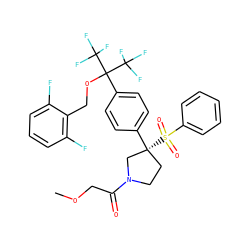 COCC(=O)N1CC[C@@](c2ccc(C(OCc3c(F)cccc3F)(C(F)(F)F)C(F)(F)F)cc2)(S(=O)(=O)c2ccccc2)C1 ZINC001772598110