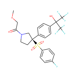 COCC(=O)N1CC[C@](c2ccc(C(O)(C(F)(F)F)C(F)(F)F)cc2)(S(=O)(=O)c2ccc(F)cc2)C1 ZINC001772615279