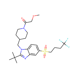 COCC(=O)N1CCC(Cn2c(C(C)(C)C)nc3cc(S(=O)(=O)CCCC(F)(F)F)ccc32)CC1 ZINC000082155159