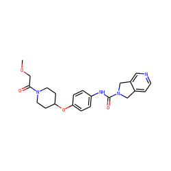 COCC(=O)N1CCC(Oc2ccc(NC(=O)N3Cc4ccncc4C3)cc2)CC1 ZINC000166188171