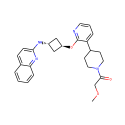 COCC(=O)N1CCC(c2cccnc2O[C@H]2C[C@H](Nc3ccc4ccccc4n3)C2)CC1 ZINC000146155769