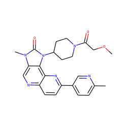 COCC(=O)N1CCC(n2c(=O)n(C)c3cnc4ccc(-c5ccc(C)nc5)nc4c32)CC1 ZINC000095588217