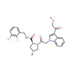 COCC(=O)c1cn(CC(=O)N2C[C@H](F)C[C@H]2C(=O)NCc2cccc(Cl)c2F)c2ccccc12 ZINC000147984761