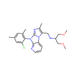 COCC(COC)NCc1c(C)nc2n(-c3c(C)cc(C)cc3Cl)c3ncccc3n12 ZINC000028948020