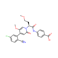 COCC[C@@H](C(=O)Nc1ccc(C(=O)O)cc1)n1cc(OC)c(-c2cc(Cl)ccc2C#N)cc1=O ZINC000220707255