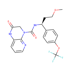 COCC[C@H](NC(=O)N1CC(=O)Nc2cccnc21)c1ccc(OC(F)(F)F)cc1 ZINC001772636871