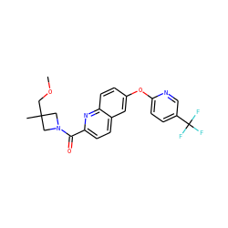 COCC1(C)CN(C(=O)c2ccc3cc(Oc4ccc(C(F)(F)F)cn4)ccc3n2)C1 ZINC001772583160