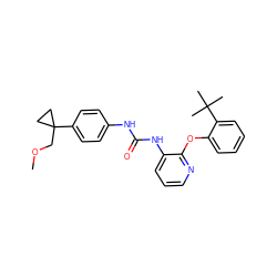 COCC1(c2ccc(NC(=O)Nc3cccnc3Oc3ccccc3C(C)(C)C)cc2)CC1 ZINC000096269957