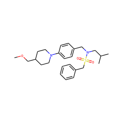 COCC1CCN(c2ccc(CN(CC(C)C)S(=O)(=O)Cc3ccccc3)cc2)CC1 ZINC000224294009