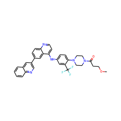 COCCC(=O)N1CCN(c2ccc(Nc3ccnc4ccc(-c5cnc6ccccc6c5)cc34)cc2C(F)(F)F)CC1 ZINC000064539674