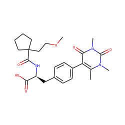 COCCC1(C(=O)N[C@@H](Cc2ccc(-c3c(C)n(C)c(=O)n(C)c3=O)cc2)C(=O)O)CCCC1 ZINC000034246841