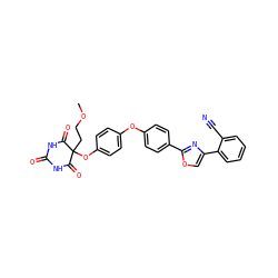 COCCC1(Oc2ccc(Oc3ccc(-c4nc(-c5ccccc5C#N)co4)cc3)cc2)C(=O)NC(=O)NC1=O ZINC000034802375