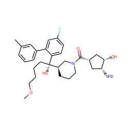 COCCCC[C@@](O)(c1ccc(F)cc1-c1cccc(C)c1)[C@@H]1CCCN(C(=O)[C@@H]2C[C@H](O)[C@H](N)C2)C1 ZINC000072116448