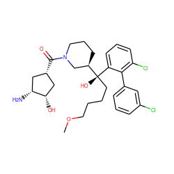 COCCCC[C@@](O)(c1cccc(Cl)c1-c1cccc(Cl)c1)[C@@H]1CCCN(C(=O)[C@@H]2C[C@H](O)[C@H](N)C2)C1 ZINC000072116870