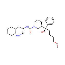COCCCC[C@@](O)(c1ccccc1)[C@@H]1CCCN(C(=O)N[C@H](CN)CC2CCCCC2)C1 ZINC000034662421