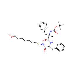 COCCCCCCCCNC(=O)[C@@H](Cc1ccccc1)NC(=O)[C@](C)(Cc1ccccc1)NC(=O)OC(C)(C)C ZINC000029411570
