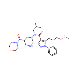 COCCCCc1c(C(=O)N(CC(C)C)[C@@H]2CNC[C@H](C(=O)N3CCOCC3)C2)cnn1-c1ccccc1 ZINC000118331952