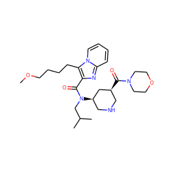 COCCCCc1c(C(=O)N(CC(C)C)[C@@H]2CNC[C@H](C(=O)N3CCOCC3)C2)nc2ccccn12 ZINC000118330741