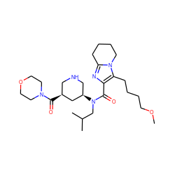COCCCCc1c(C(=O)N(CC(C)C)[C@@H]2CNC[C@H](C(=O)N3CCOCC3)C2)nc2n1CCCC2 ZINC000118330980