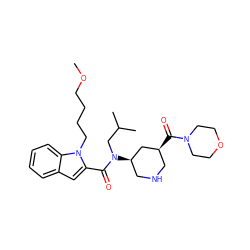 COCCCCn1c(C(=O)N(CC(C)C)[C@@H]2CNC[C@H](C(=O)N3CCOCC3)C2)cc2ccccc21 ZINC000118333846