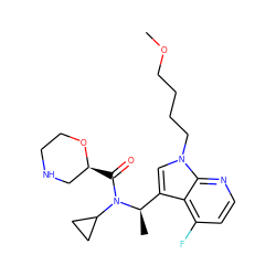 COCCCCn1cc([C@@H](C)N(C(=O)[C@H]2CNCCO2)C2CC2)c2c(F)ccnc21 ZINC000221702761