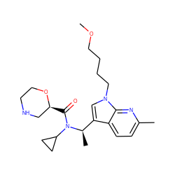 COCCCCn1cc([C@@H](C)N(C(=O)[C@H]2CNCCO2)C2CC2)c2ccc(C)nc21 ZINC000220222572