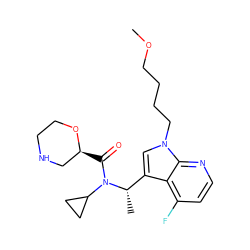 COCCCCn1cc([C@H](C)N(C(=O)[C@H]2CNCCO2)C2CC2)c2c(F)ccnc21 ZINC000203696015