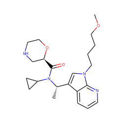 COCCCCn1cc([C@H](C)N(C(=O)[C@H]2CNCCO2)C2CC2)c2cccnc21 ZINC000204352756