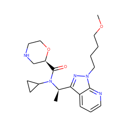 COCCCCn1nc([C@@H](C)N(C(=O)[C@H]2CNCCO2)C2CC2)c2cccnc21 ZINC001772610945