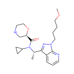 COCCCCn1nc([C@H](C)N(C(=O)[C@H]2CNCCO2)C2CC2)c2cccnc21 ZINC001772626666