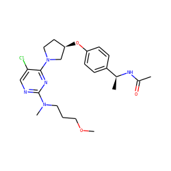 COCCCN(C)c1ncc(Cl)c(N2CC[C@@H](Oc3ccc([C@H](C)NC(C)=O)cc3)C2)n1 ZINC000261174479