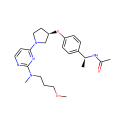 COCCCN(C)c1nccc(N2CC[C@@H](Oc3ccc([C@H](C)NC(C)=O)cc3)C2)n1 ZINC000261182767