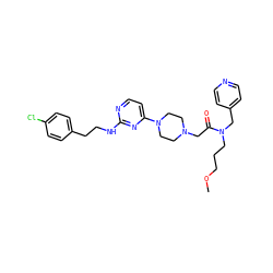 COCCCN(Cc1ccncc1)C(=O)CN1CCN(c2ccnc(NCCc3ccc(Cl)cc3)n2)CC1 ZINC000071317786