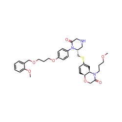 COCCCN1C(=O)CO[C@H]2C=CC(SC[C@H]3CNCC(=O)N3c3ccc(OCCCOCc4ccccc4OC)cc3)=C[C@H]21 ZINC000064446671
