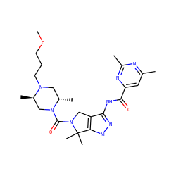 COCCCN1C[C@H](C)N(C(=O)N2Cc3c(NC(=O)c4cc(C)nc(C)n4)n[nH]c3C2(C)C)C[C@H]1C ZINC000114179315