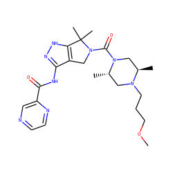 COCCCN1C[C@H](C)N(C(=O)N2Cc3c(NC(=O)c4cnccn4)n[nH]c3C2(C)C)C[C@H]1C ZINC000114182381