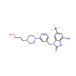 COCCCN1CCN(c2cc(Cn3c(=O)[nH]c4c(N)nc(C(F)(F)F)cc43)ccn2)CC1 ZINC000072124694