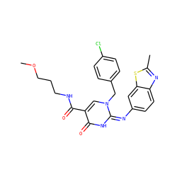 COCCCNC(=O)c1cn(Cc2ccc(Cl)cc2)c(=Nc2ccc3nc(C)sc3c2)[nH]c1=O ZINC001772588627