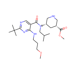 COCCCNc1nc(C(C)(C)C)ncc1C(=O)N(CC(C)C)[C@@H]1CNC[C@H](C(=O)OC)C1 ZINC000202084741