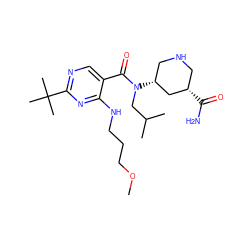 COCCCNc1nc(C(C)(C)C)ncc1C(=O)N(CC(C)C)[C@@H]1CNC[C@H](C(N)=O)C1 ZINC000168901999