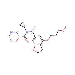 COCCCOc1cc([C@@H](C)N(C(=O)[C@H]2CNCCO2)C2CC2)cc2c1CCO2 ZINC001772641775