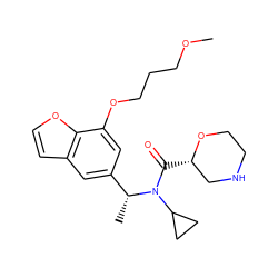 COCCCOc1cc([C@@H](C)N(C(=O)[C@H]2CNCCO2)C2CC2)cc2ccoc12 ZINC001772599731